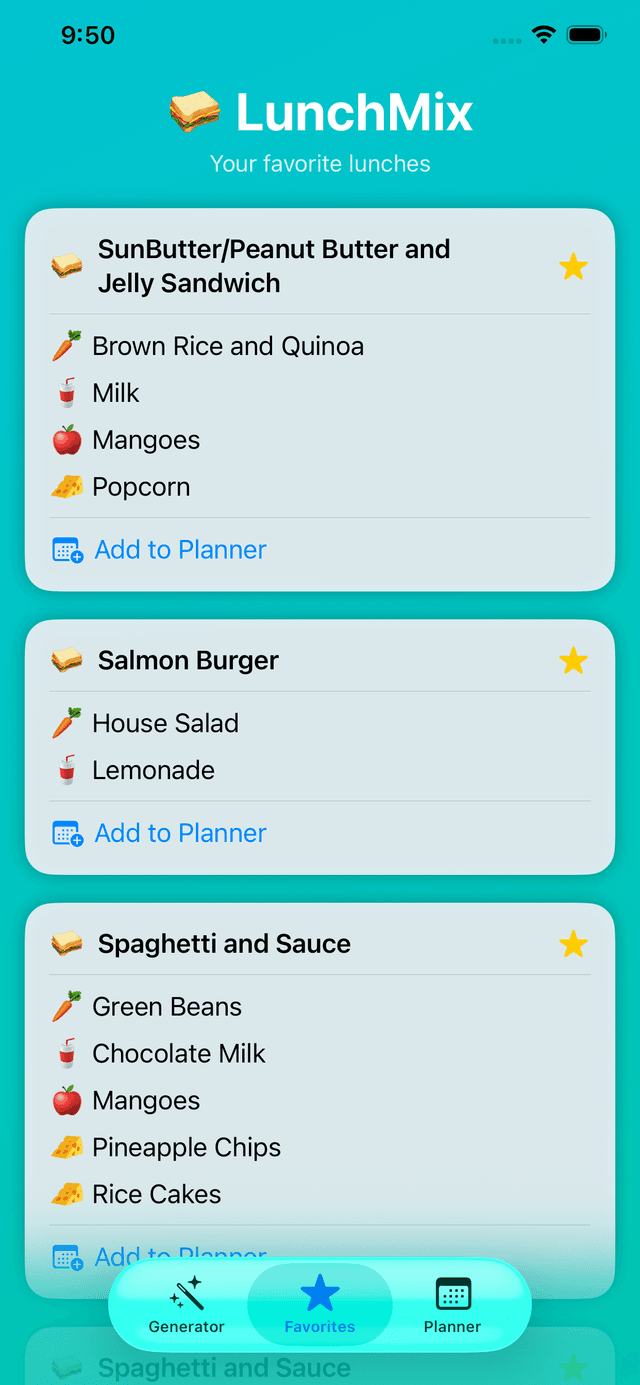 LunchMix favorites
