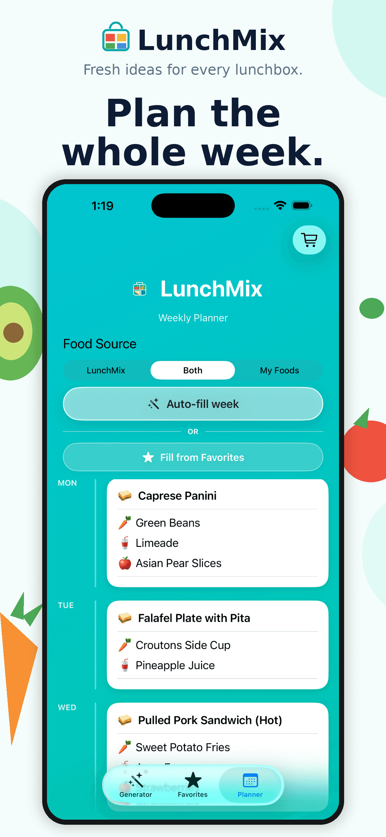 LunchMix weekly planner